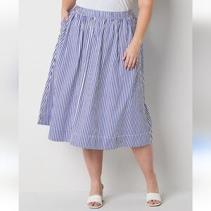 St. John's Bay Blue/White Stripe Knee-Length A-Line  Skirt Size 3X